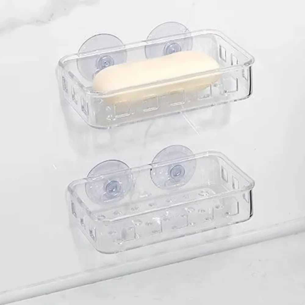 Portasapone Trasparente con Ventosa Riutilizzabile, Mantiene il Sapone Asciutto, Scolapiatti Impermeabile Senza Foratura, Contenitore per Sapone da Palestra