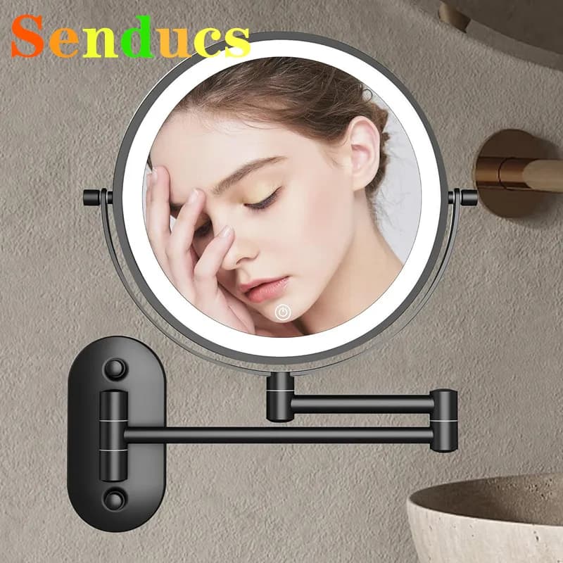 Specchio da bagno Fashion Touch on Led Ingrandimento 10X Specchi per il trucco del bagno di casa Accessori Specchi da bagno da bagno Smart Touch