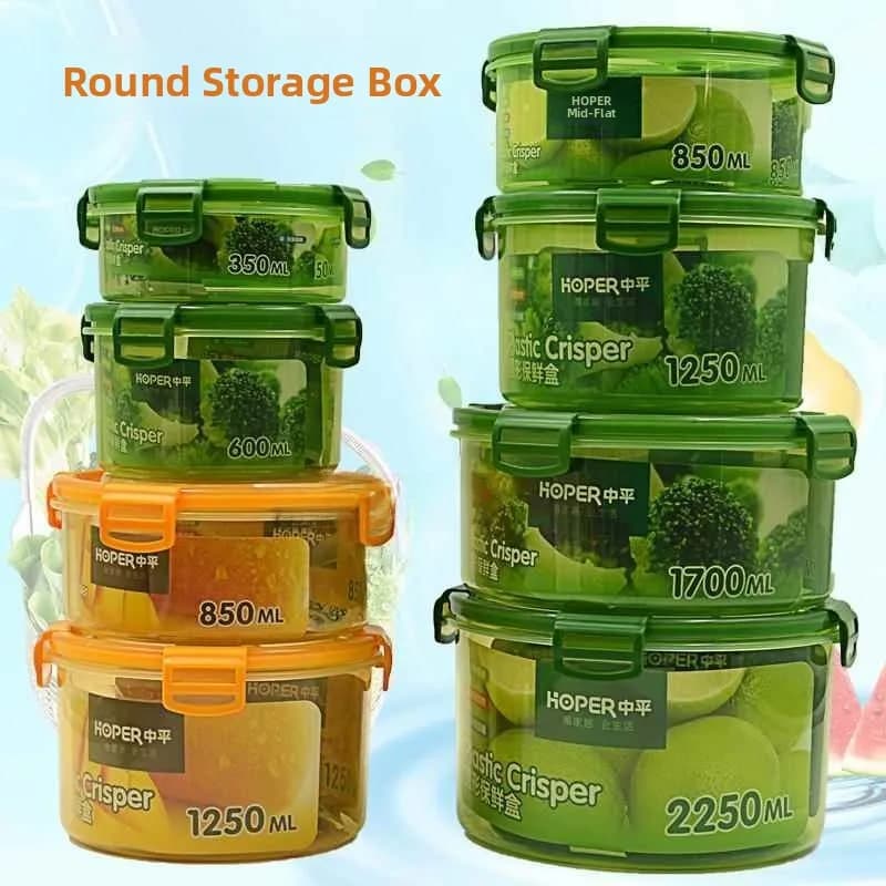 Contenitore Rotondo in Plastica per Alimenti, Adatto al Microonde, Scatola per Conservazione in Frigorifero, per Noodles Istantanei, Riso, Pranzo, con Chiusura Ermetica