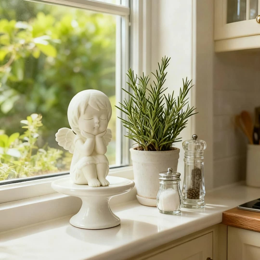 Mini statua Angel Guardian stampata in 3D Scultura decorativa per la casa dal design unico per desktop o giardino