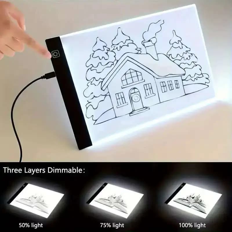 Quaderno da disegno a LED per dipingere, tavoletta da pittura dimmerabile a tre stadi, blocco luminoso formato A5, regalo di Natale, Halloween, Ringraziamento