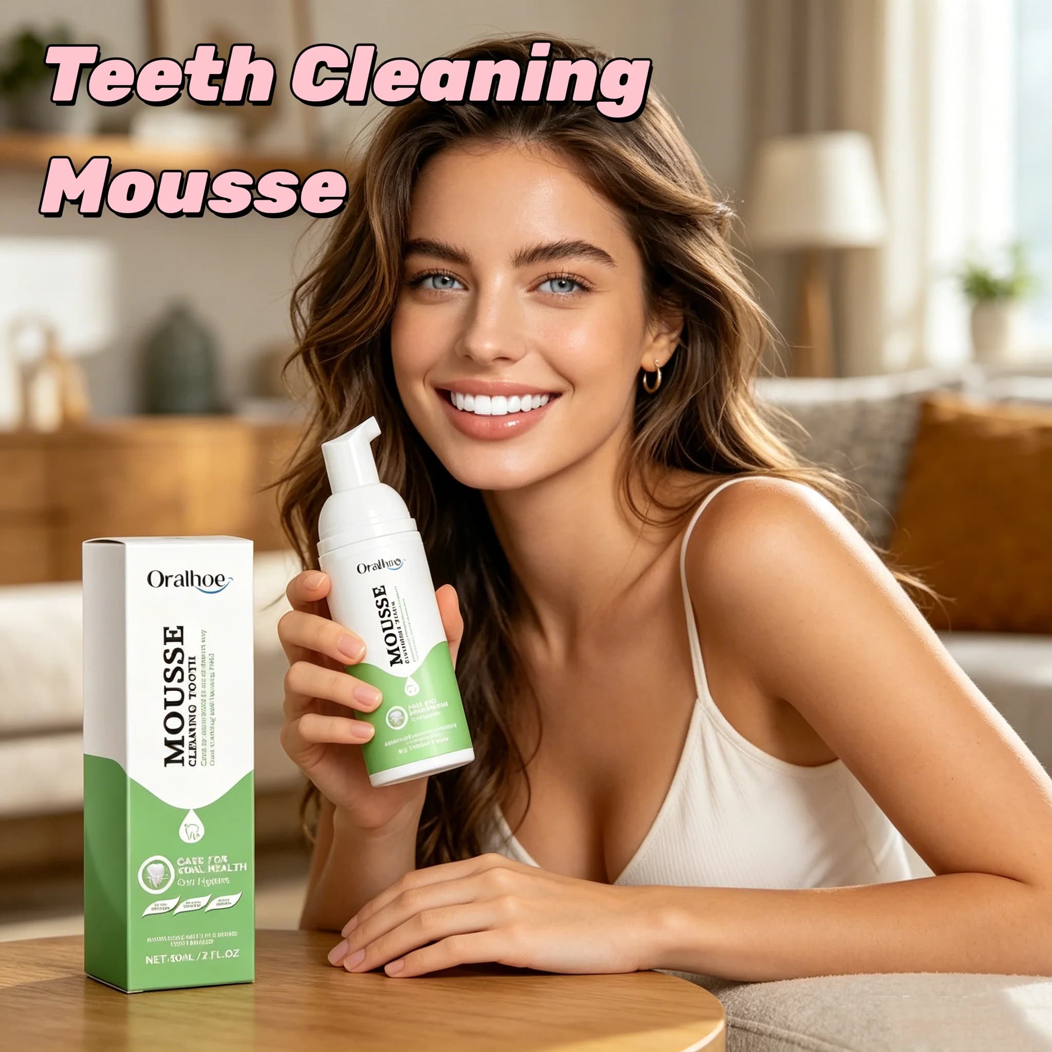 Mousse sbiancante portatile da viaggio per la pulizia profonda della superficie dei denti, rimuove le macchie ostinate, alito fresco per uomo e donna, uso quotidiano