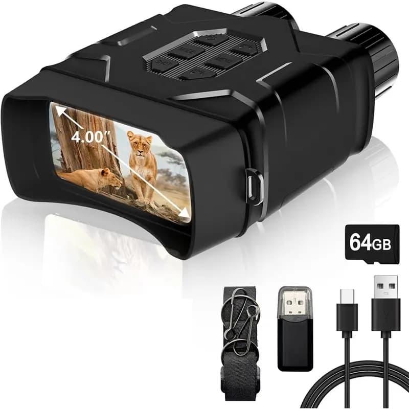 [LXYA68Z!] Occhiali per visione notturna per campeggio all'aperto, binocolo con risoluzione 5K con scheda TF da 64 GB, display HD da 4 pollici, 2000