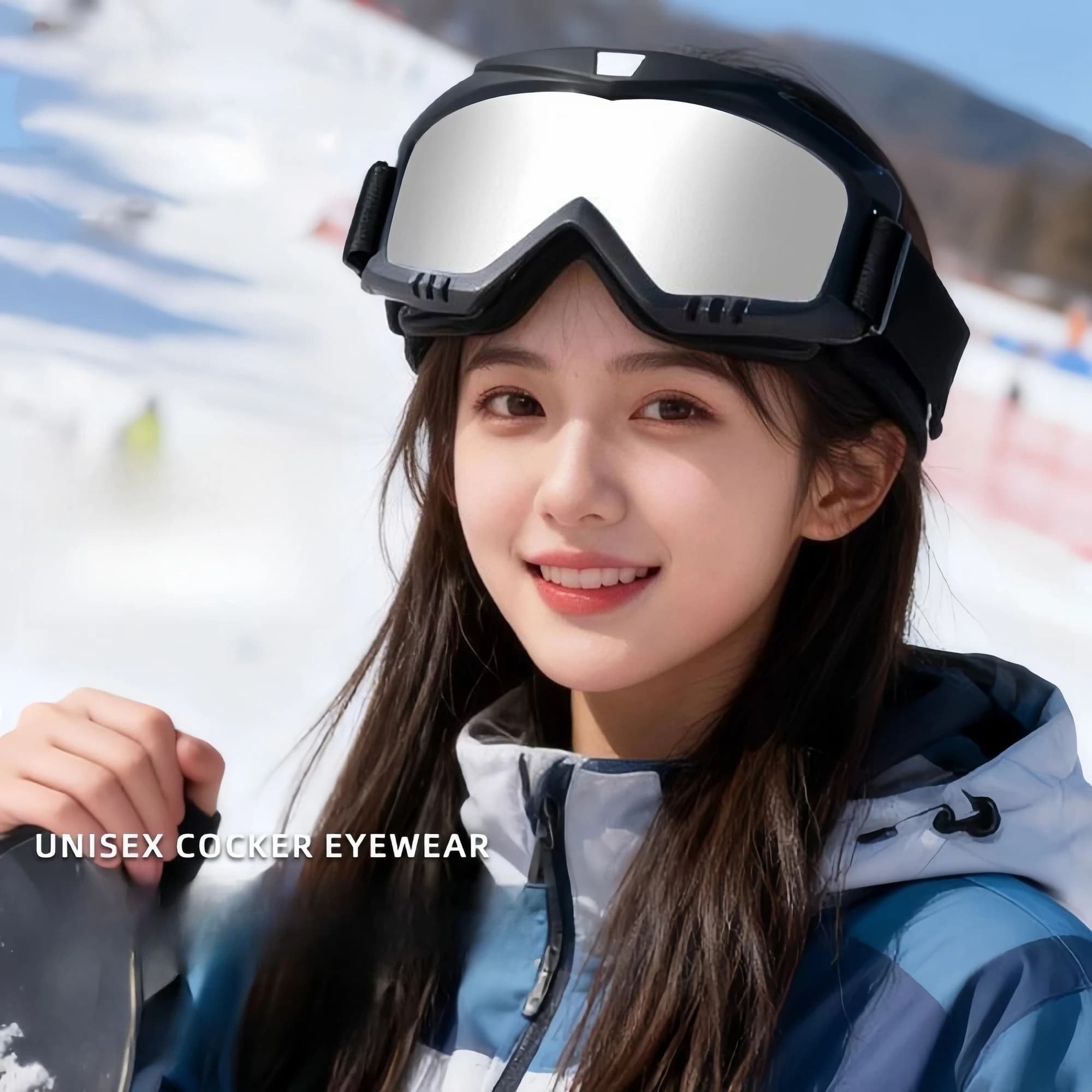 Occhiali da sci per uomo e donna, occhiali da snowboard con protezione UV400 antiappannamento con lente larga per sci, snowboard, ciclismo