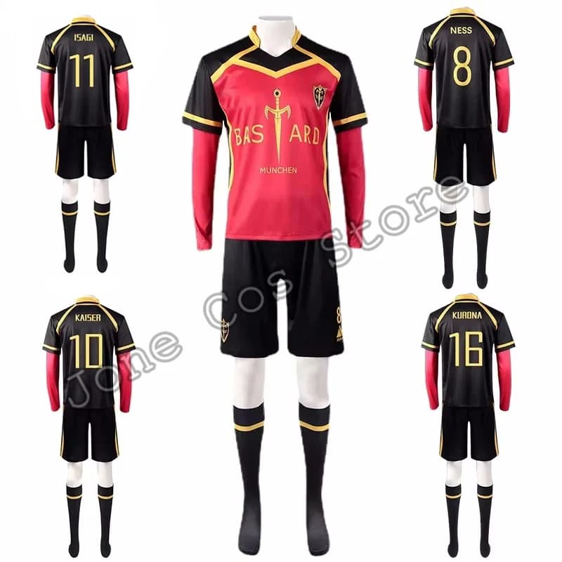 Maglia Cosplay Kaiser Anime Isagi Yoichi, Costume con Parrucca, Maglia da Calcio Unisex Bastard Munchen Ness, Costumi di Halloween