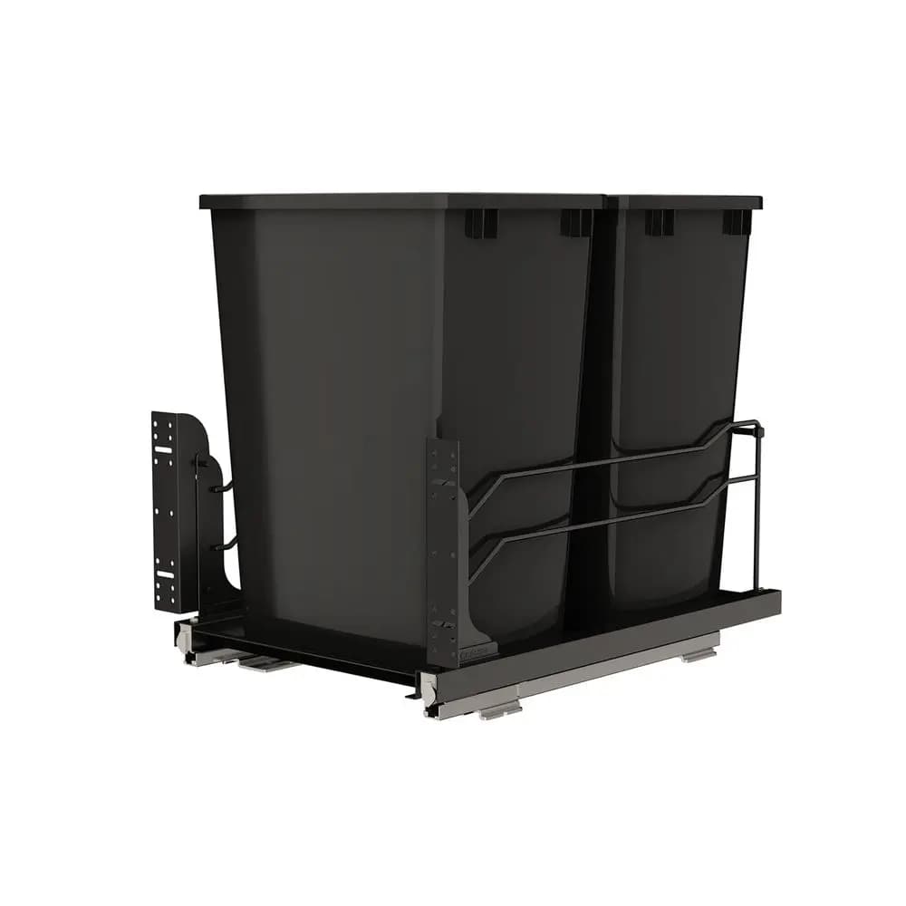 Double Pullout Trash Can with Soft-Close Slides, 14.5 Min Opening | Large Capacity Kitchen Garbage/Recycling Bin, Heavy Gauge St