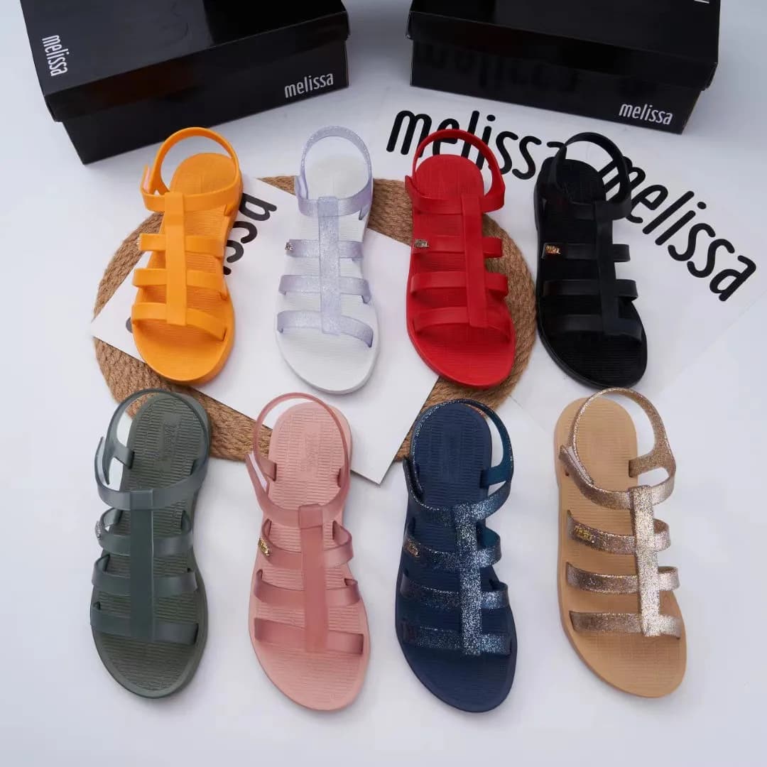Sandali Melissa Jelly 2023, stile romano, scarpe casual da spiaggia da donna, fragranti, calzature da donna in PVC, versione migliorata, slip-on.
