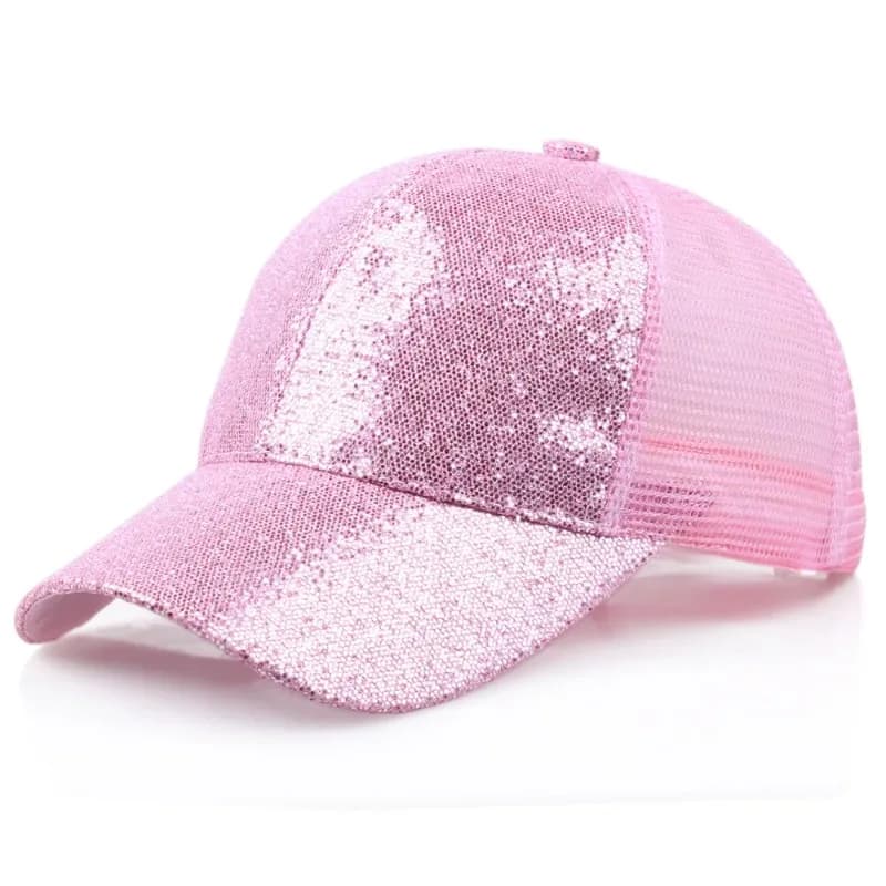 Cappellino da Baseball Estivo per Donne e Ragazze con Coda di Cavallo, Paillettes Lucide, Moda Casual, Regolabile, per Sport all'Aperto, Cappello Parasole