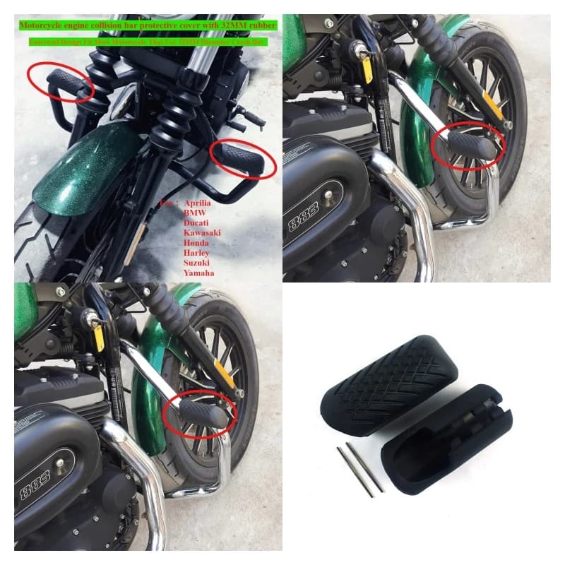 Copertura protettiva per barra collisione motore moto con gomma da 32 mm adatta per Aprilia Ducati Kawasaki Honda Harley XL883 48