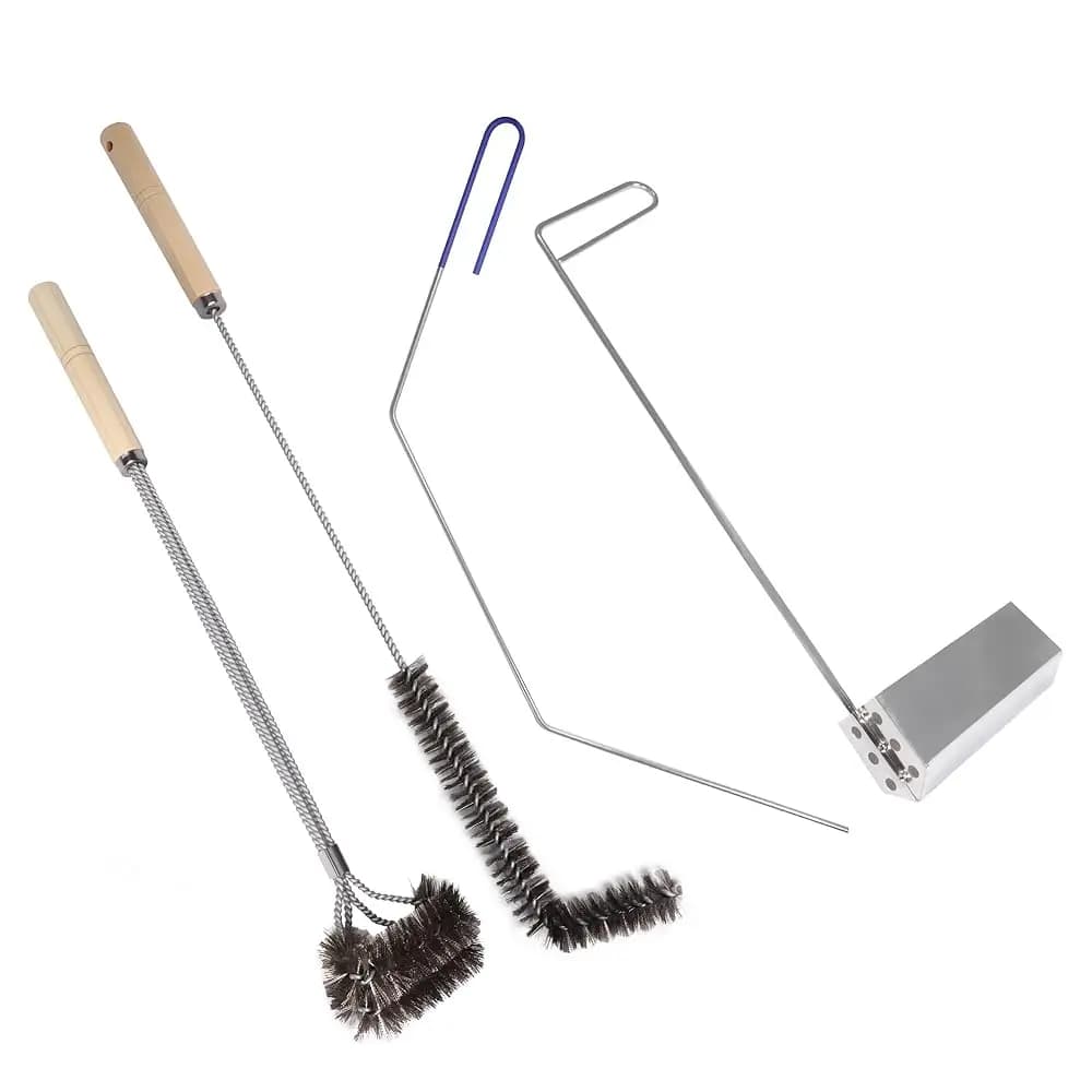 Set di 4 Strumenti per la Pulizia della Friggitrice con Spazzola a L in Acciaio Inox, Paletta per Briciole, Asta per Pulizia Friggitrice