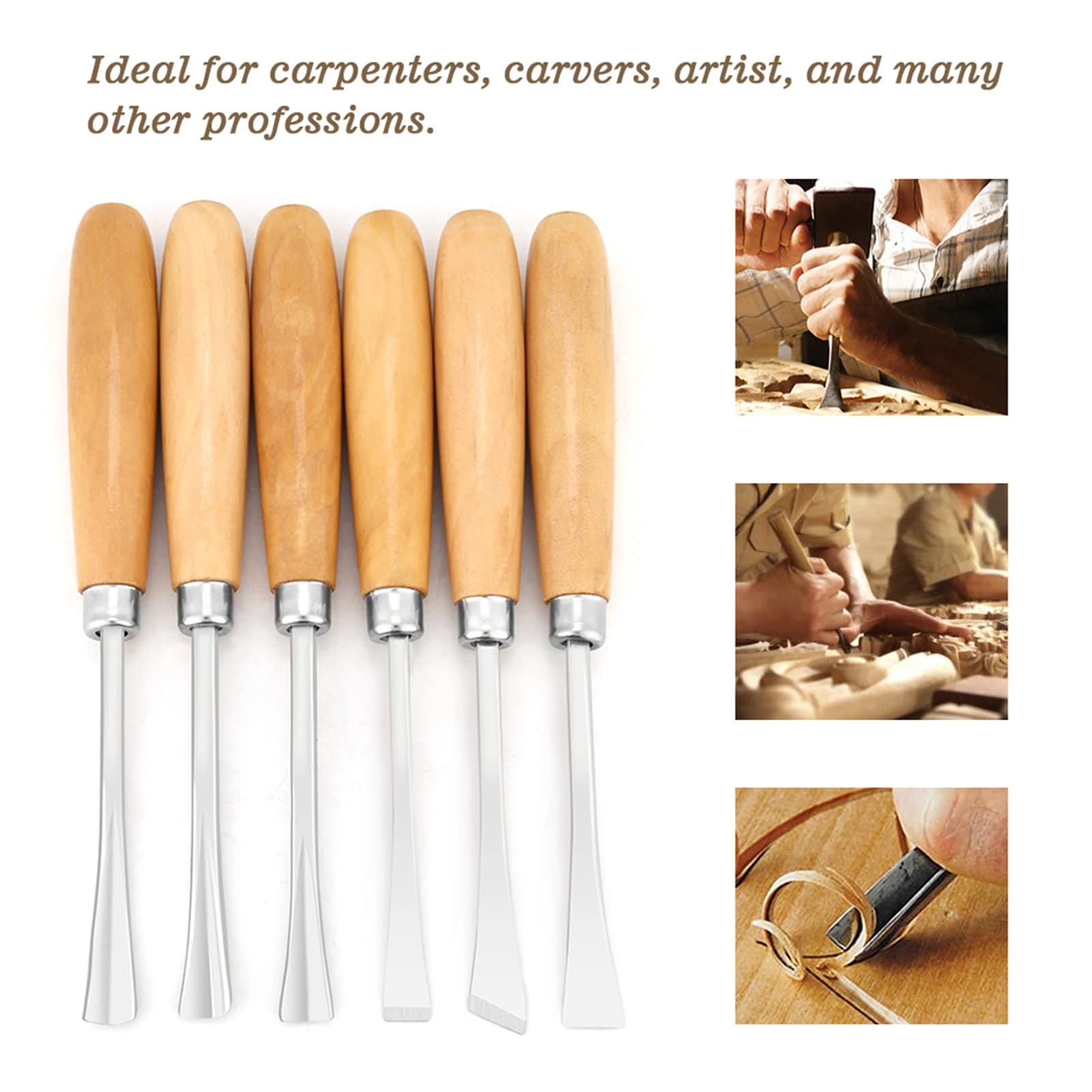 6pcs Professional Wood Carving Hand Chisels Set DIY Woodworking Sculpting Tools Carving Tools