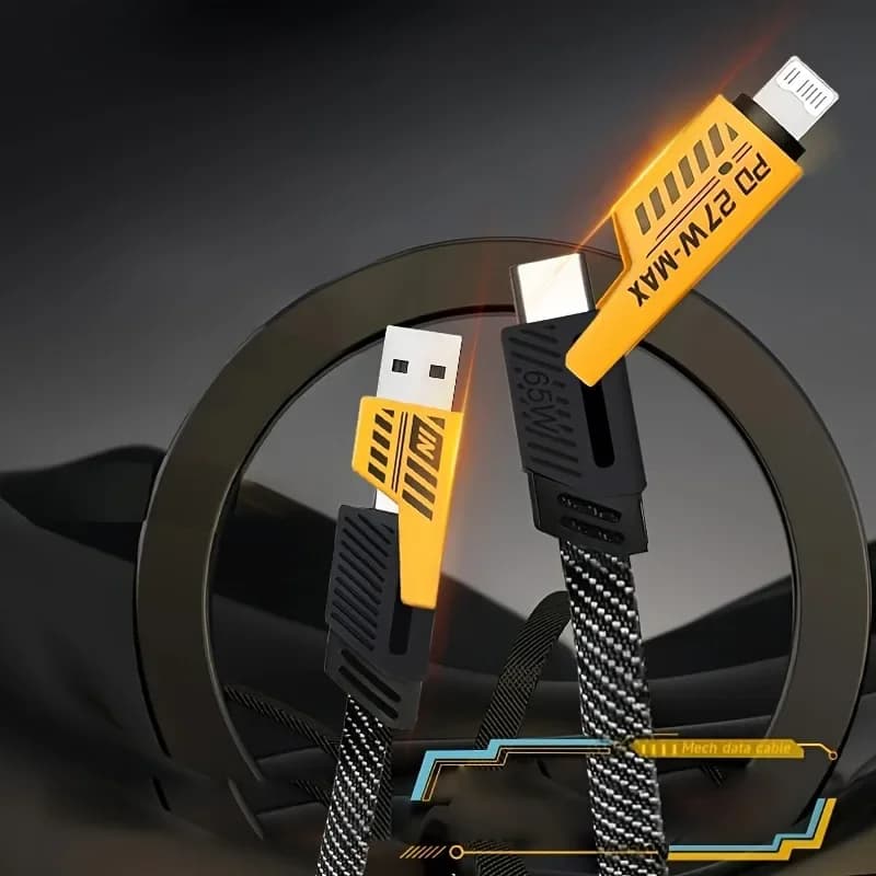 Cavo dati per ricarica rapida 4 in 1, interfaccia doppia Type-C e USB Lightning da 120 cm, compatibile con iPhone.