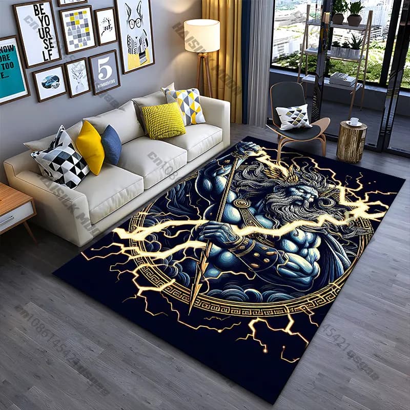 Potente tappeto antistatico con disegno di dio che manipola il fulmine, tappeto da yoga, decorazione per soggiorno, tappeto per bambini, tappetino per gattonare, zerbino, tappeto decorativo, tappeto da gioco
