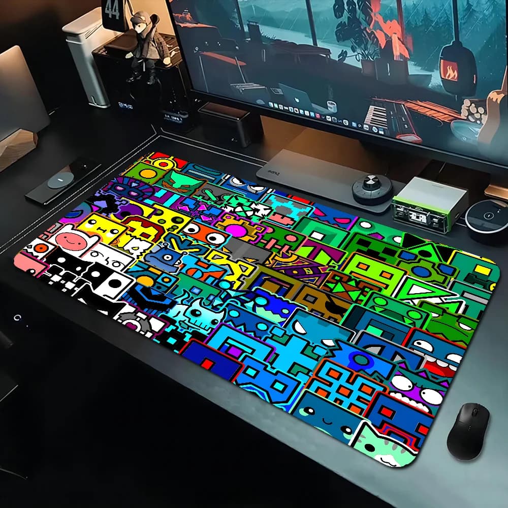 Tappetino per mouse da gioco Geometry Dash Tappetino per ragazzo Tappetino per mouse da gioco in gomma naturale Dimensioni tappetino da scrivania per giochi World of Tanks CS GO Zelda