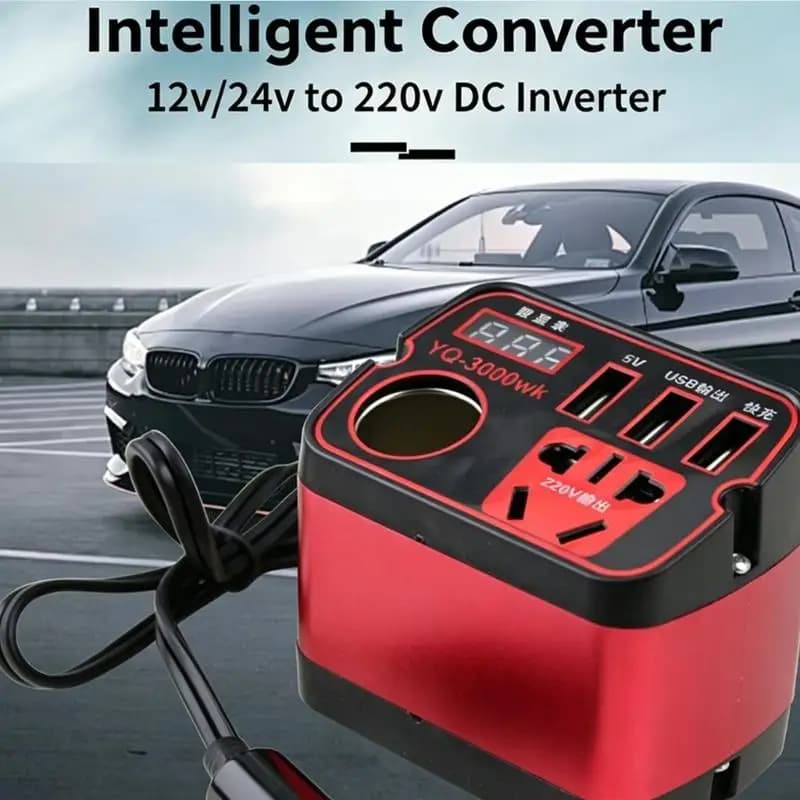 31BC Travel Car Power Inverter Adapter with Display and Outlet Access