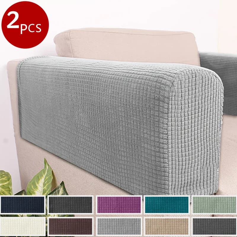Two-piece solid fleece sofa armrests set