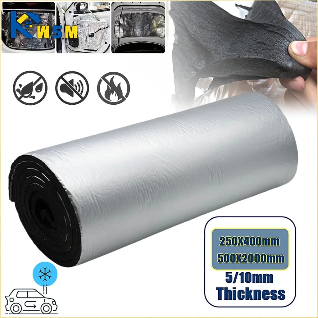 5mm 10mm Car Sound Absorbent Mat Thermal Insulating Mat 2000x500mm 250x400mm Cap Roof Door Wall Acoustic Foam Accessories