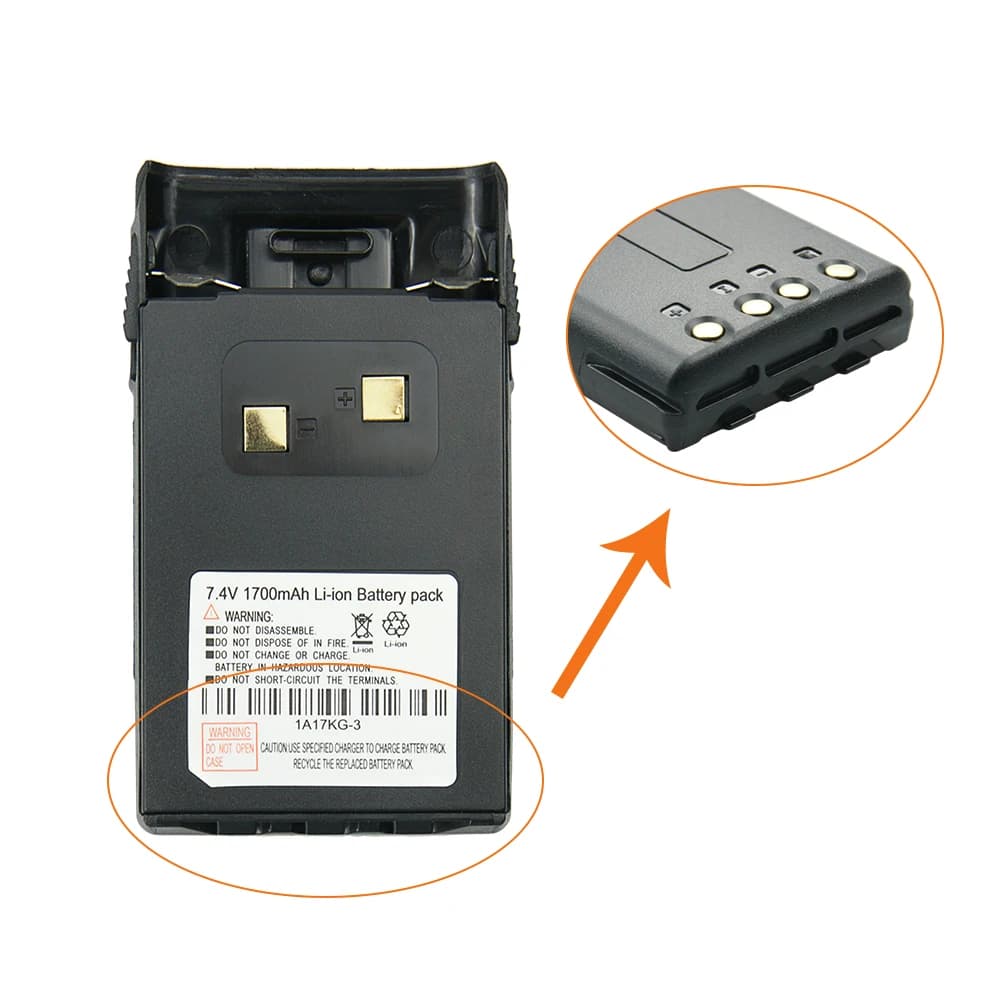 Batteria agli ioni di litio da 7,4 V 1700 mAh con clip da cintura per walkie-talkie WouXun KG-UVD1P KG-UV6D KG-699 KG-689 radio bidirezionale