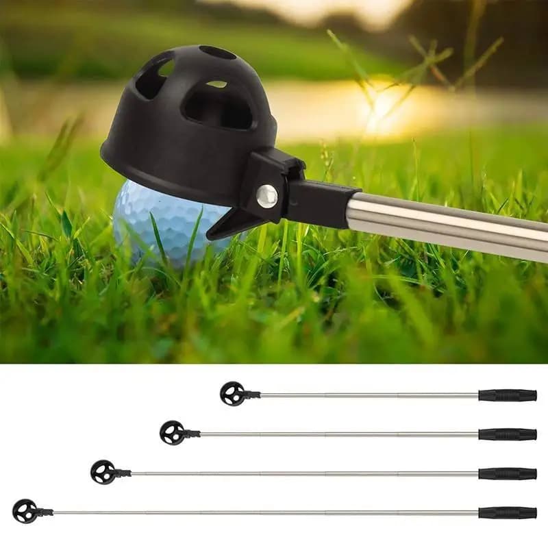 Portable Golf Ball Retriever for Water Telescopic Golf Ball Picker Steel Golf Ball Pick up Grabber with Automatic Locking Scoop