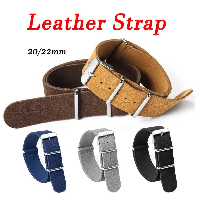 20mm 22mm genuine suede universal military retro strap for Seiko for Omega for Huawei GT2 women's watch strap
