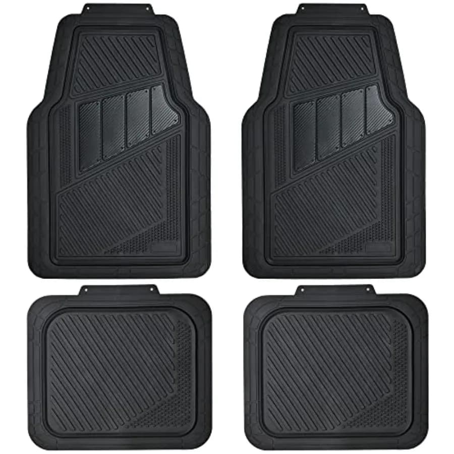 Tappetini in Gomma Resistenti, Set di 4 Tappetini per Auto - Tappetini Universali Impermeabili in Fibra di Carbonio per Auto, SUV, Camion, Durevoli e Resistenti