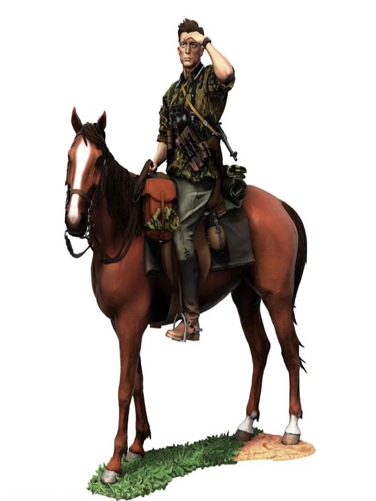 1/18 ufficiale antico seduto con cavallo Figura in resina Kit modello Miniatura gk Smontaggio Non verniciato