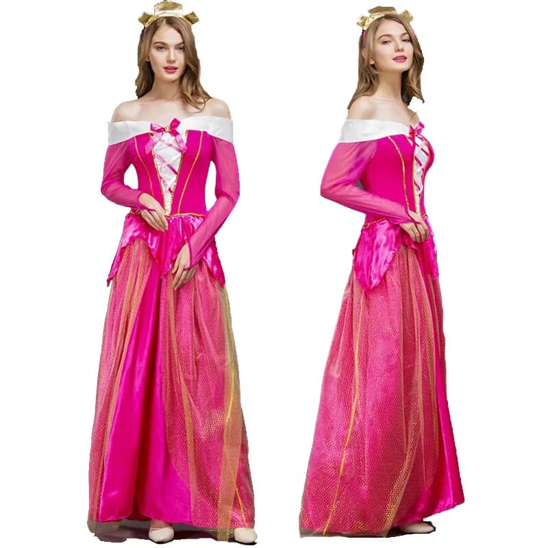 Costume adulto da donna Deluxe Rosa La Bella Addormentata Principessa Aurora Bellissimo costume per il vestito operato dalla festa di Halloween