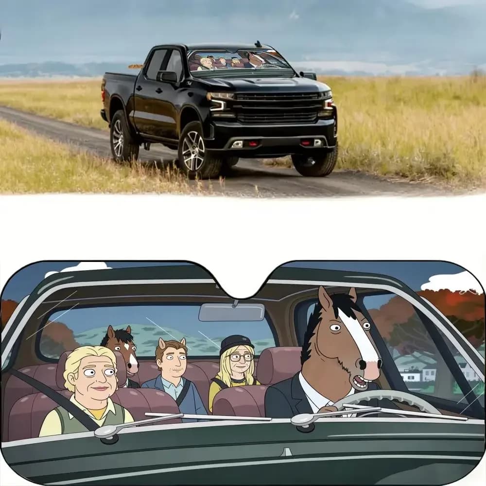 B-BoJack H-Horseman Parasole per parabrezza auto in lamina di alluminio, copertura pieghevole con isolamento termico UV