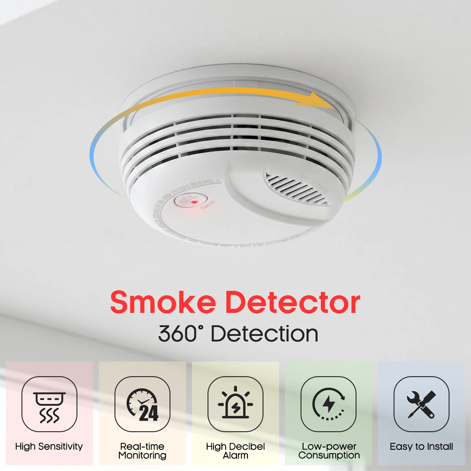 Smoke Alarm 85dB 360° Real-time Detection Fire Smoke Detector For Bedroom Garage Hallway Security Protection 2/5/6/8/12PCS