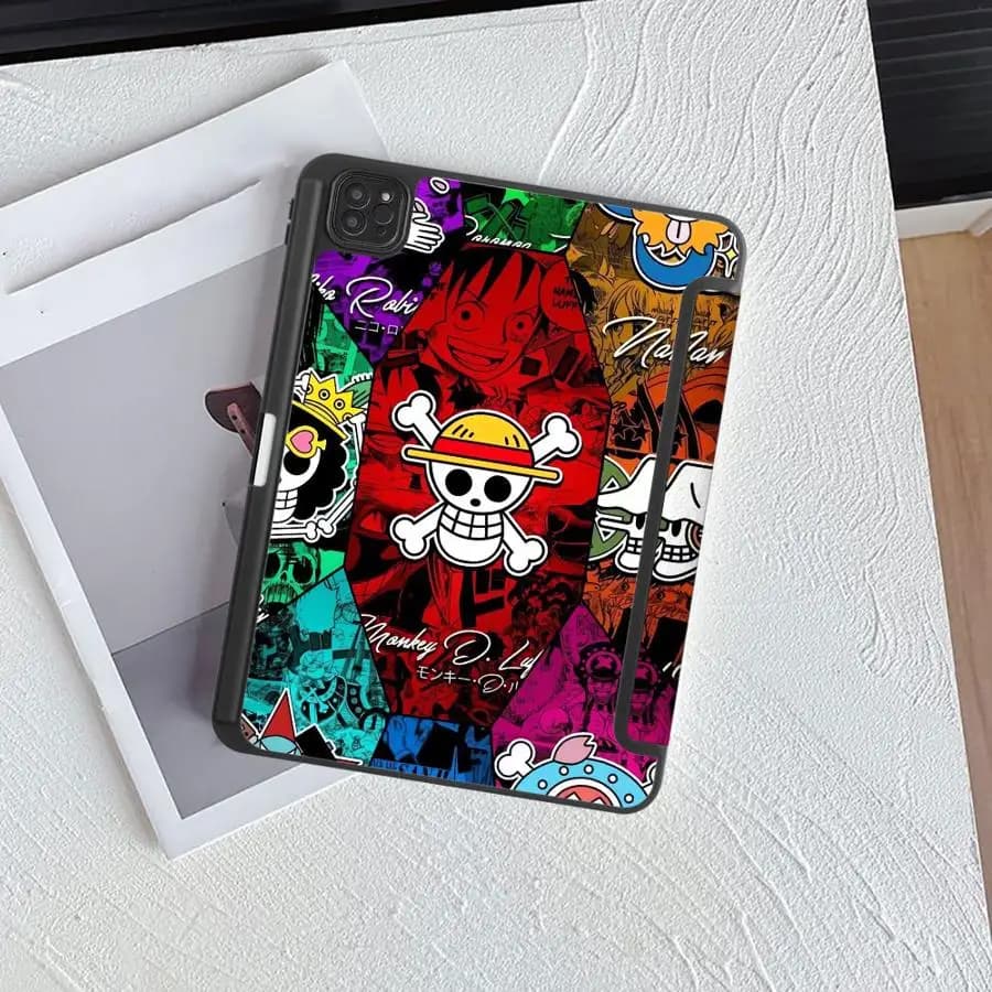 Custodia per Tablet per iPad Pro 11, 10, 9, 8, 7 generazione, 12.9 pollici, Mini 6, 7, Pro 2025, Air 4, 5, M3, M2, 1, 2, M4, 11 pollici, Cover con Supporto Anime OneS