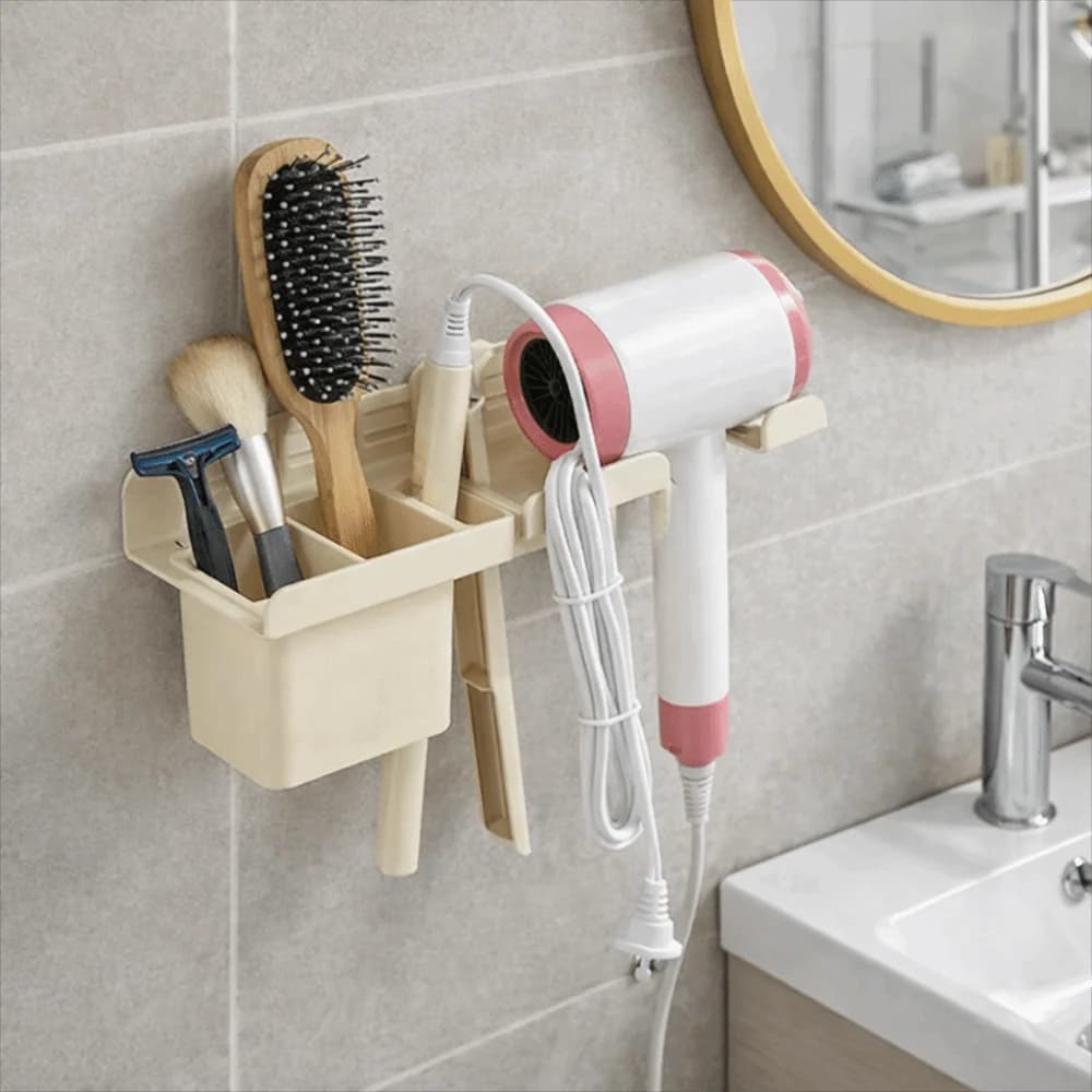 Carbon steel wall holder for hairdryer, space saving, hair plate holder, waterproof, for bathroom and beauty salon