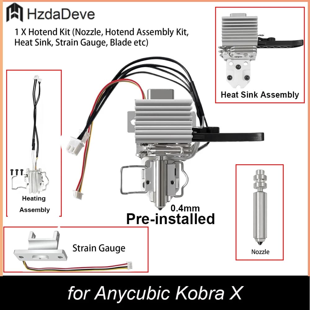 Compatible with Anycubic Kobra X 0.4mm Pre-installed Hotend Kit