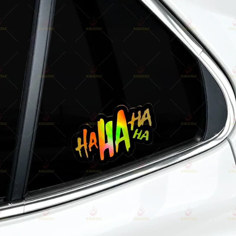 Adesivo Universale Impermeabile in Vinile "HAHA" per Bagagliere Auto, Finestrini, Scooter, Caschi Moto, Serbatoi e Carene