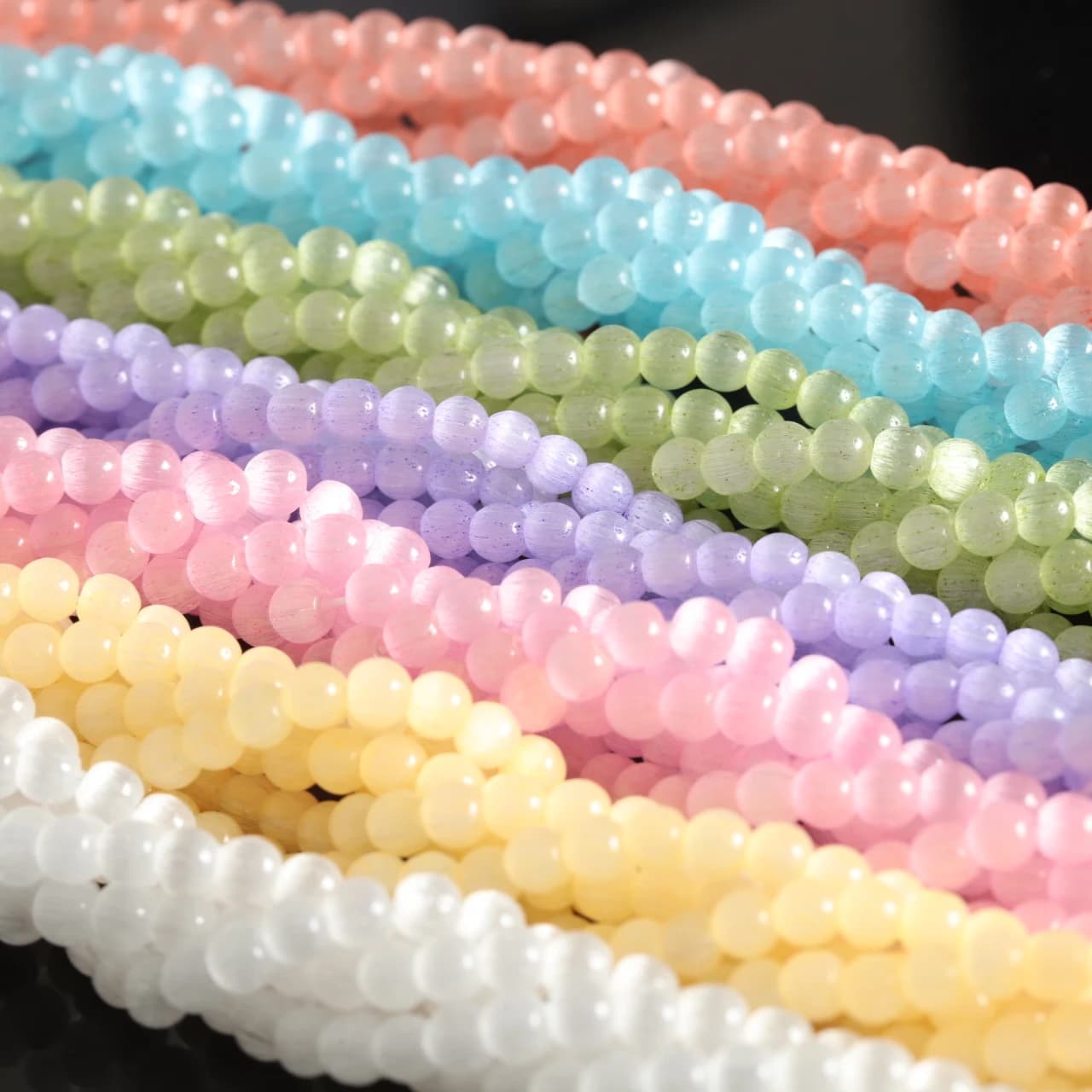 4/6/8mm Cat Eye Glass Beads Multicolor Round Loose Beads for Bracelet Necklace Earrings DIY Jewelry Making Material Accessory