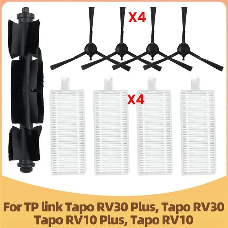 ABSJ-For TP-Link Tapo RV30 Plus, Tapo RV30, Tapo RV10 Plus, Tapo RV10 Robot Vacuum Cleaner Parts Main Side Brush Hepa Filter