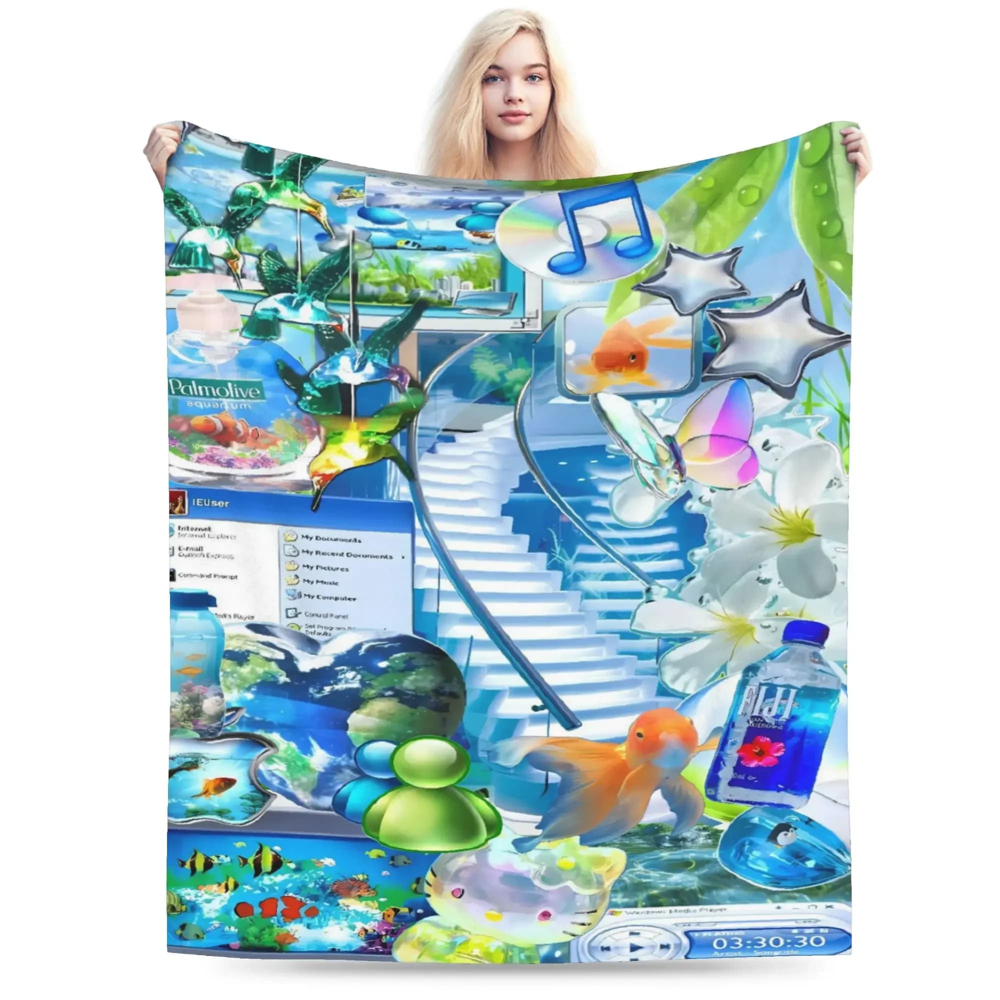 Hot decorative blanket Flannel bed cover Frutiger Aero for comfortable outdoor sofa bed cover