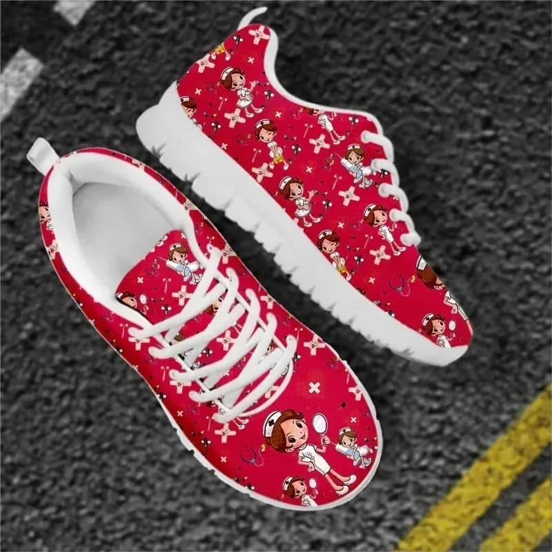Sneakers da Infermiera alla Moda per Donne, Scarpe Casual con Motivi Medici e Sanitari, Calzature Comode per Infermieri