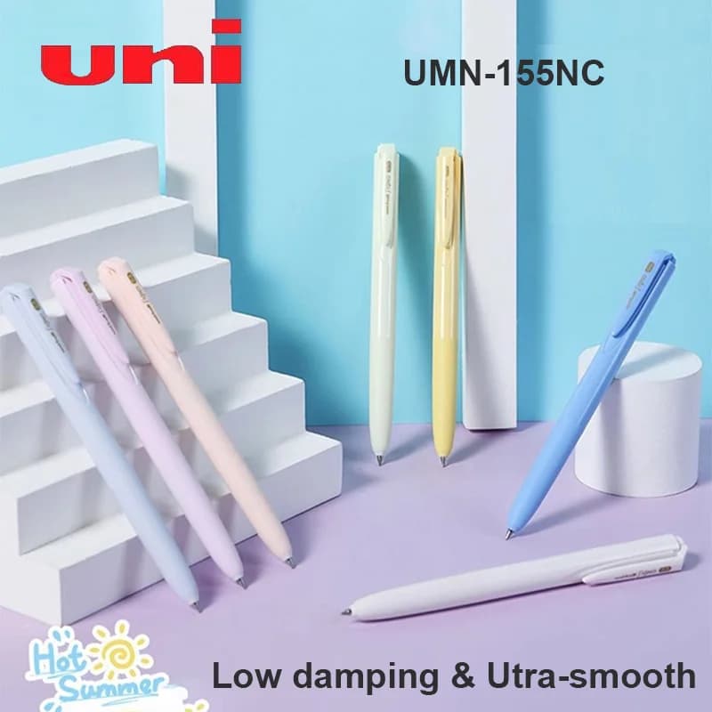 Penne gel Giappone uni UMN-155NC Macaron Limited Penna nera Signo a basso smorzamento, resistenza all'acqua/luce Accessori per scrittura liscia Utra