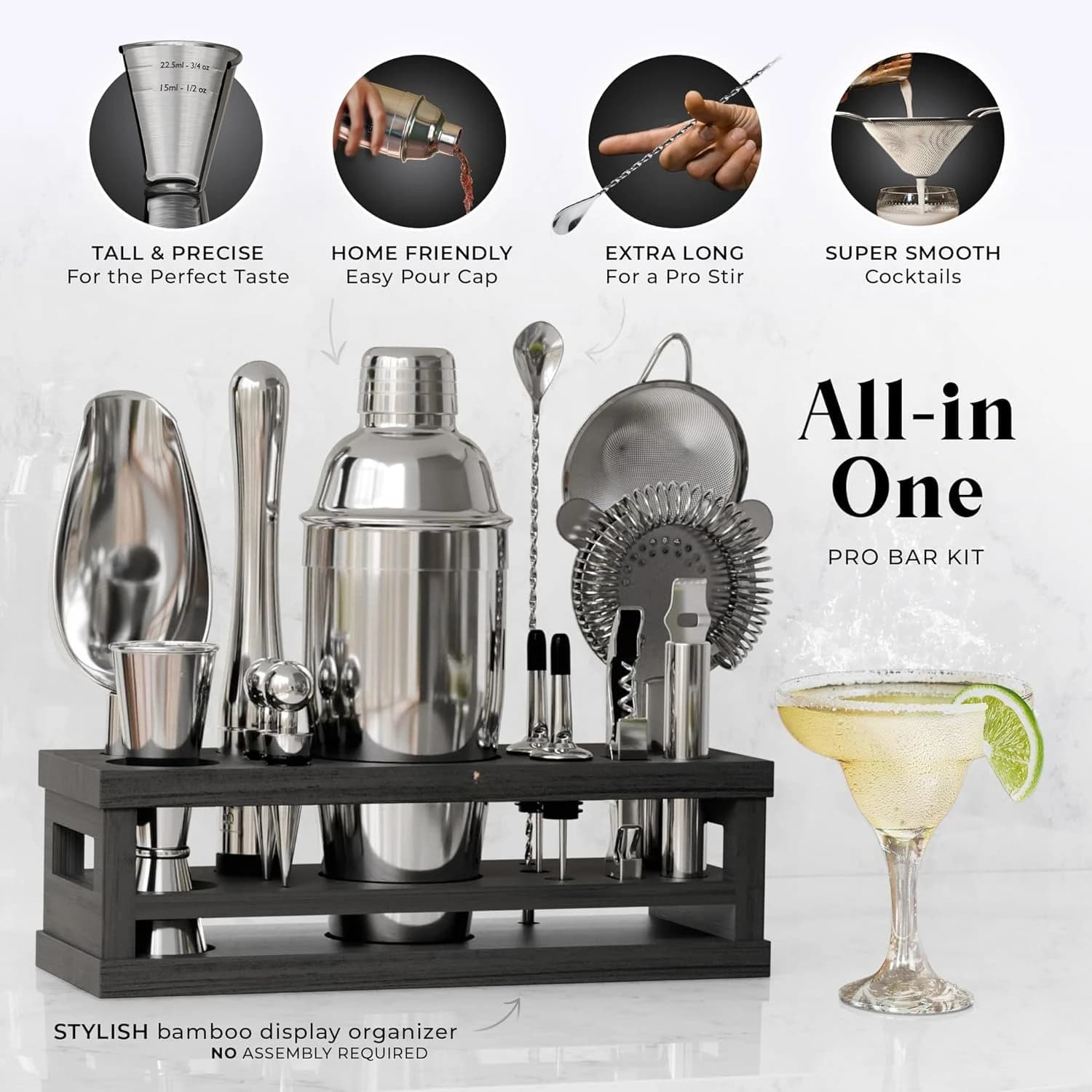 Set bar kit barista | Set shaker per cocktail da 16 pezzi | Strumenti di miscelazione di articoli da bar Martini per baristi domestici · Vendite dirette in fabbrica