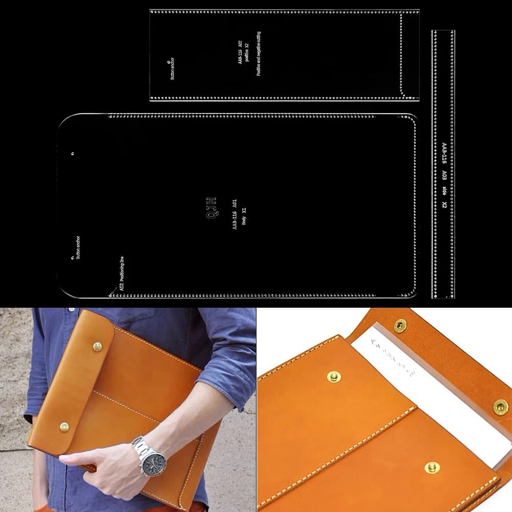 DIY Files Bag Stencils, Reusable Transparent Acrylic Template for Sewing Document Folder Bags Molds