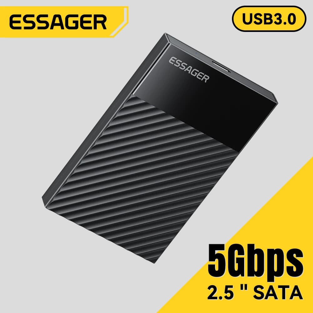 Essager Custodia HDD SSD esterna da 2,5 pollici USB 3.0 SATA con supporto UASP e TRIM Cavo adattatore per disco rigido senza attrezzi da 5 Gbps