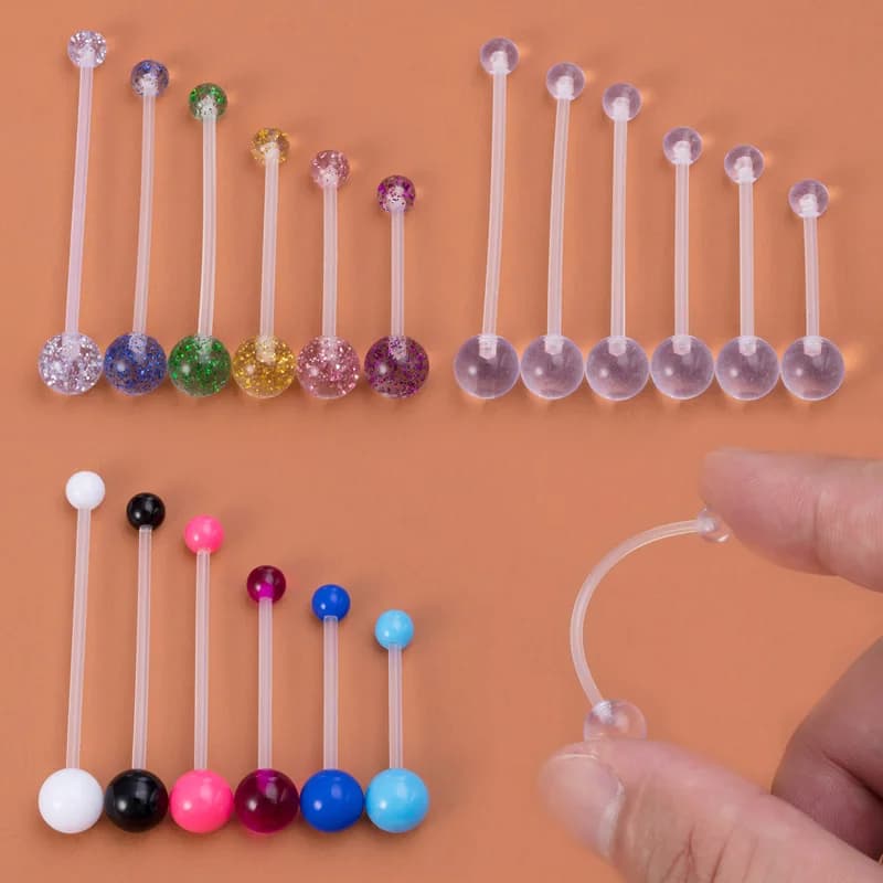 6 pezzi flessibile piercing all'ombelico acrilico anello per ombelico gravidanza sport orecchini industriali barra lunga fermo gioielli per il corpo sexy