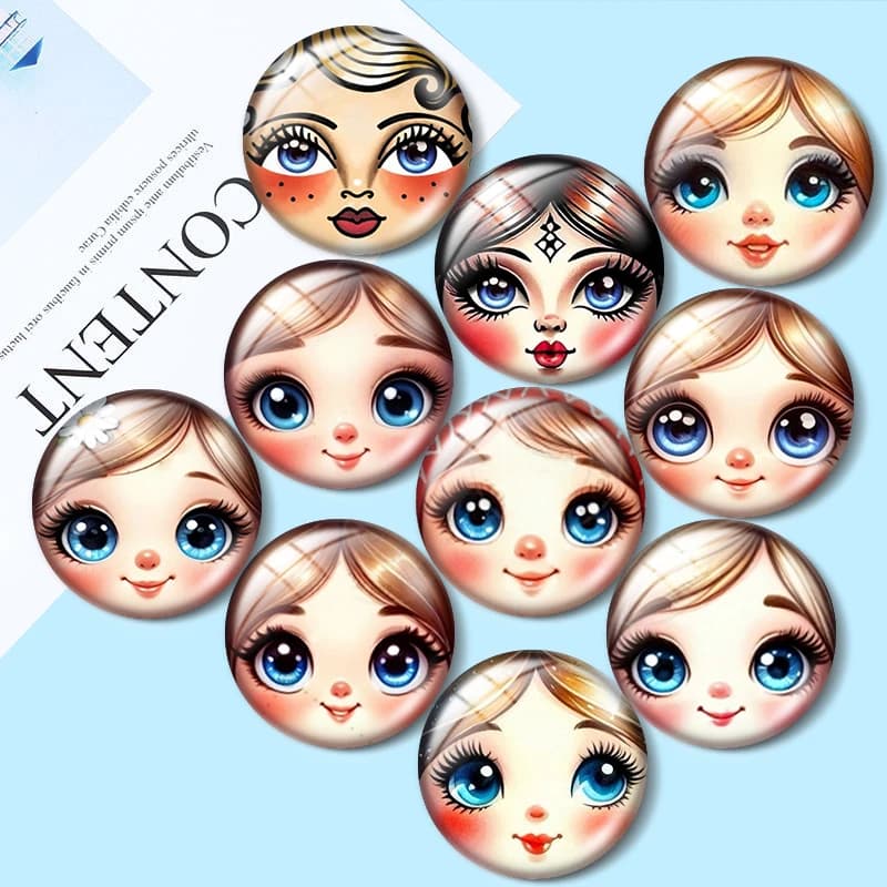 Bambola ragazza russa bambola matrioska Face10pcs 12mm/18mm/20mm/25mm Foto rotonda cabochon in vetro demo parte posteriore piatta Creazione di risultati