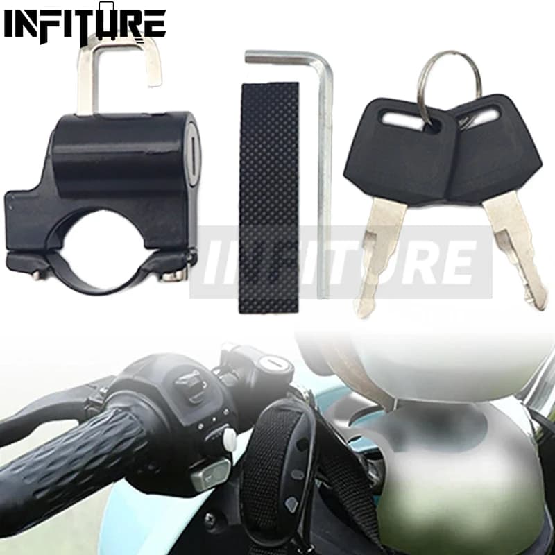 Lucchetto antifurto per casco Supporto per manubrio Motocicletta elettrica Sicurezza Accessori per lucchetto moto multifunzione in metallo