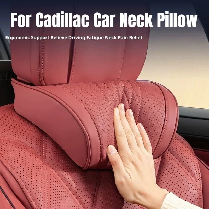 New For Cadillac Luxury Nappa Leather Latex Car Headrest Pillow Fit ATS CTS XTS Escalade XT6 XT5 XT4 CT5 CT4 Car Lumbar Support