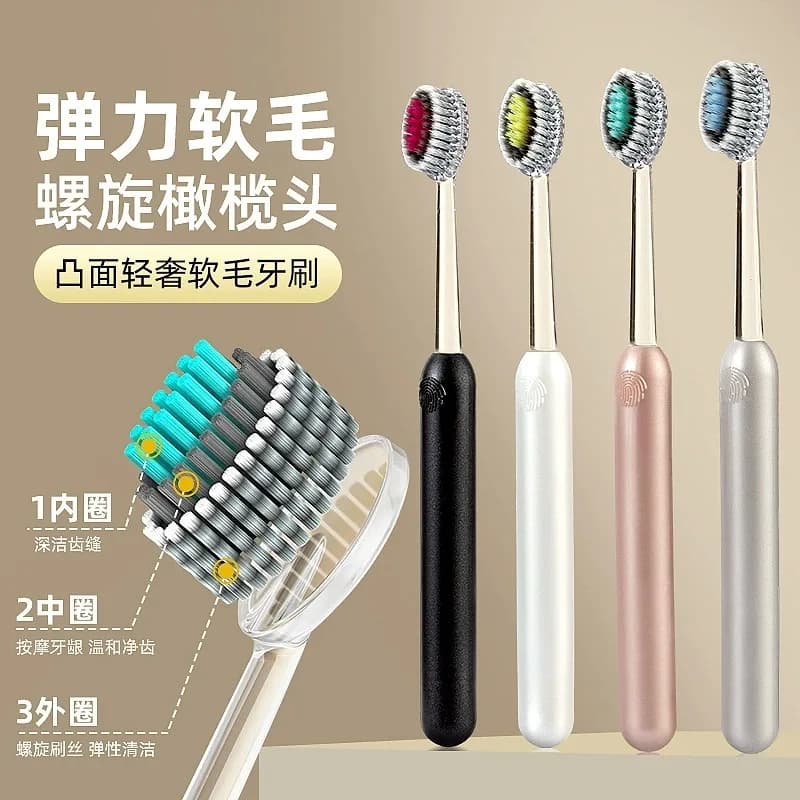 2/4/8pcs Spazzolino a setole morbide Mountain Spazzolino convesso a forma di spirale Setole elastiche Cura delle gengive Bocca pulita Sbiancamento dei denti