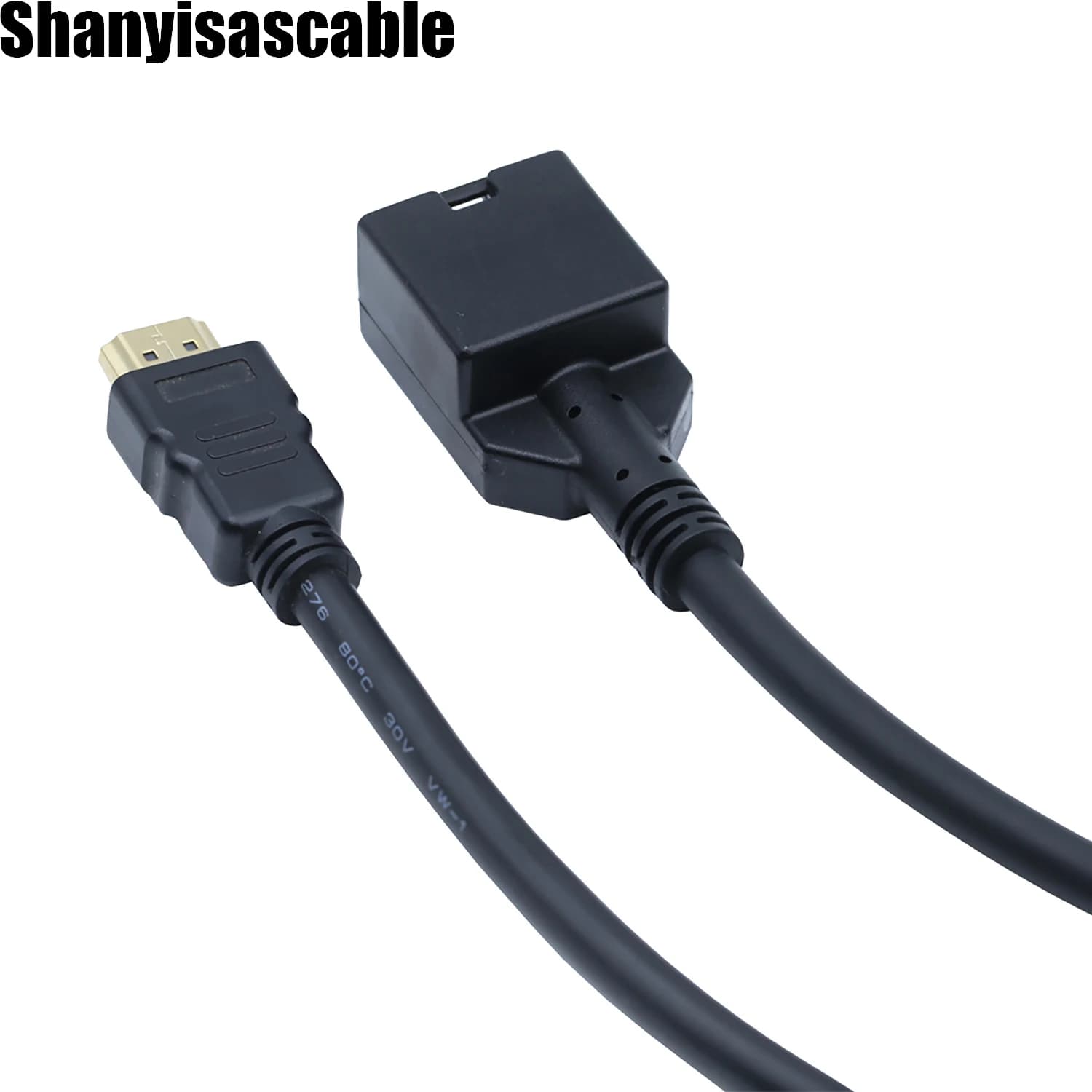 2.0M HDMI E Type 19P female black molding to HDMI A TYPE male black for car video adapter cable