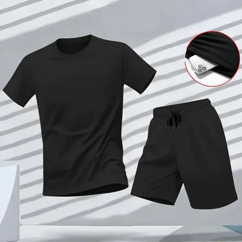 Men's Complete 2026 New Set Sportswear T-shirts and Shorts 2 Pieces Spring Summer Casual Daily Sports Jogging Man Exterior House