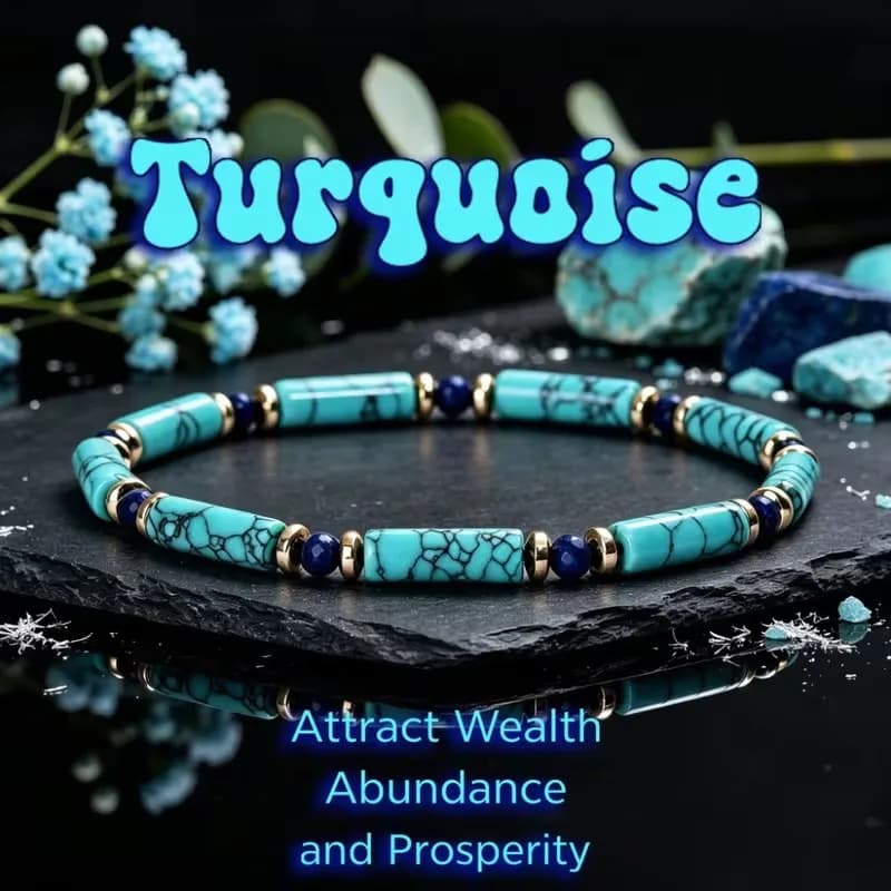 Natural Turquoise and Lapis Lazuli Tube Beaded Bracelet for Women Luxury Symbolizing Wealth Abundance Attraction Stretch Jewelry