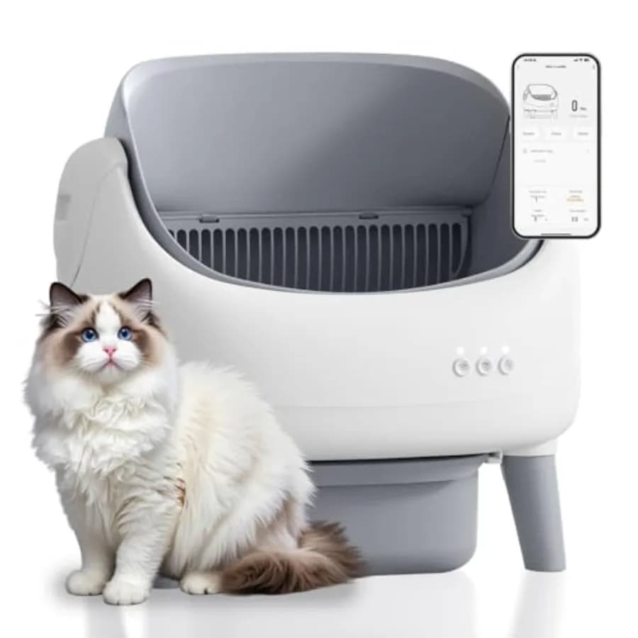 Lettiera per Gatti Automatica Open-Top con Pulizia Automatica, Controllo Tramite App, Protezione di Sicurezza Migliorata, Include 1 Rotolo di Sacchetti per Rifiuti